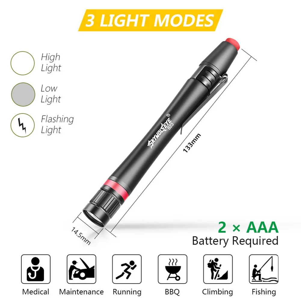 

Pen Light Mini Portable LED Flashlight Waterproof 3 ModeS Led Flashlight For The Dentist And For Camping Hiking Out