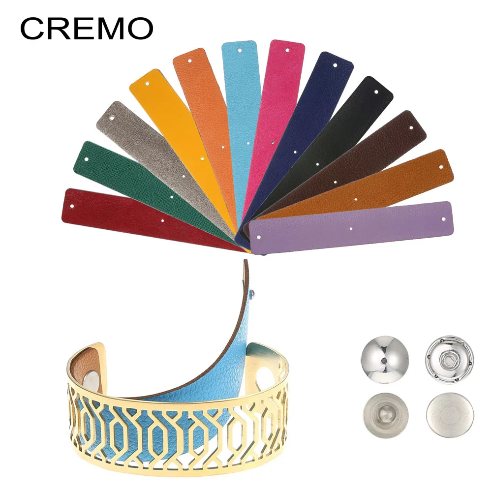 Кремо браслеты манжеты и для женщин нержавеющая сталь жоржет Кожа DIY Bijoux Manchette Femme