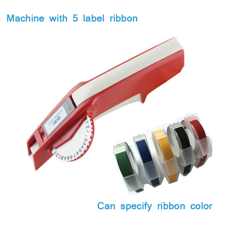 machine with 5 label Dymo 1610 3D тиснение руководство этикетировщик 1610 ручной принтеры этикеток для 6/9 мм 3D тиснение ярлык легко сделать этикетка - Цвет: machine with 5 label