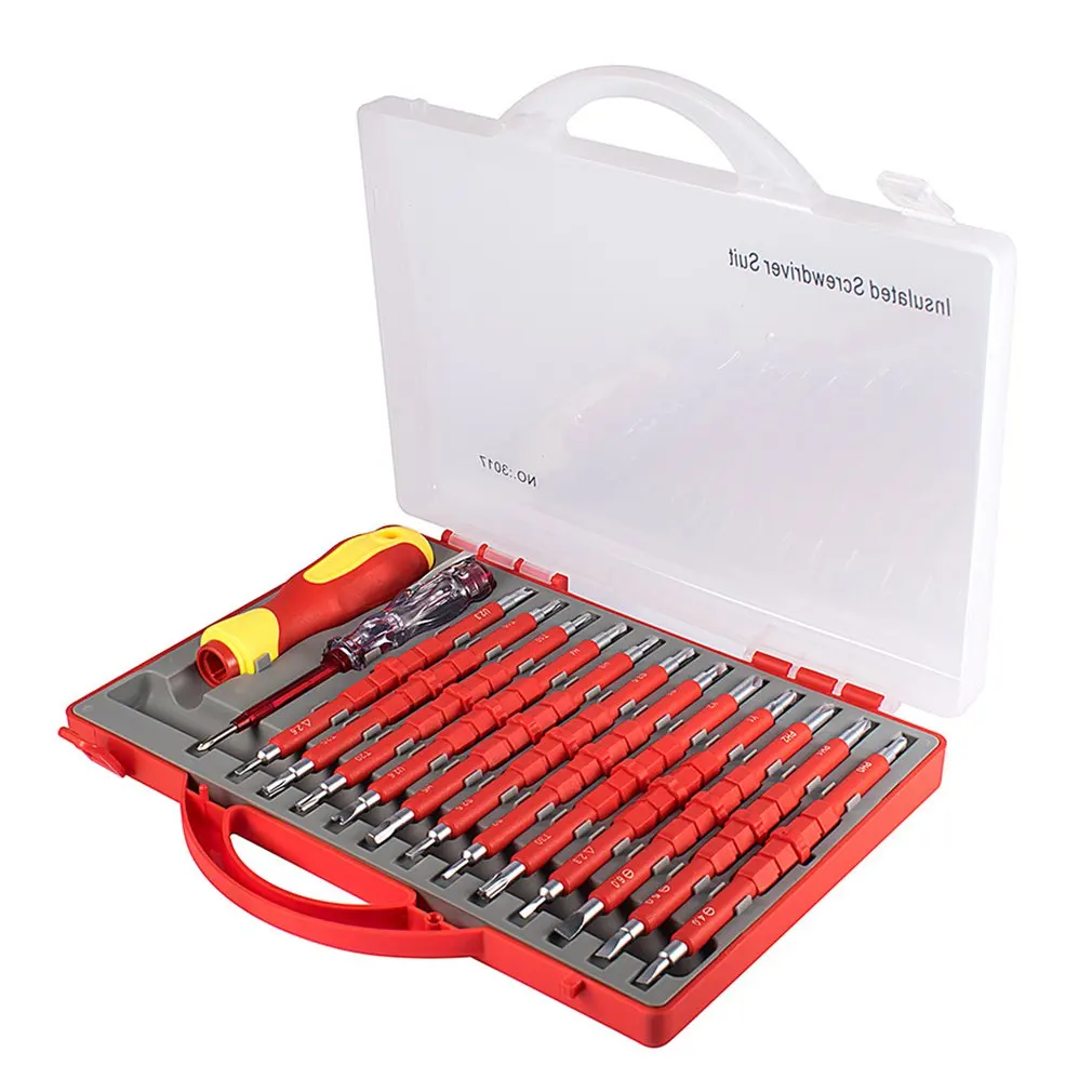 

26 Pcs/set Insulated Screwdriver Set Precision Removable Magnetic Bits Torx Hex Slotted Phillips Household Repair Hand Tool