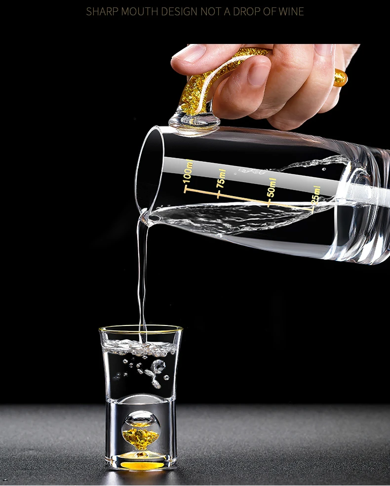 24K из золотой фольги Кристальный водка Spirit Sake Винный Графин Набор стаканов по-прежнему Destilador Moonshine аксессуары Decantador De Vino