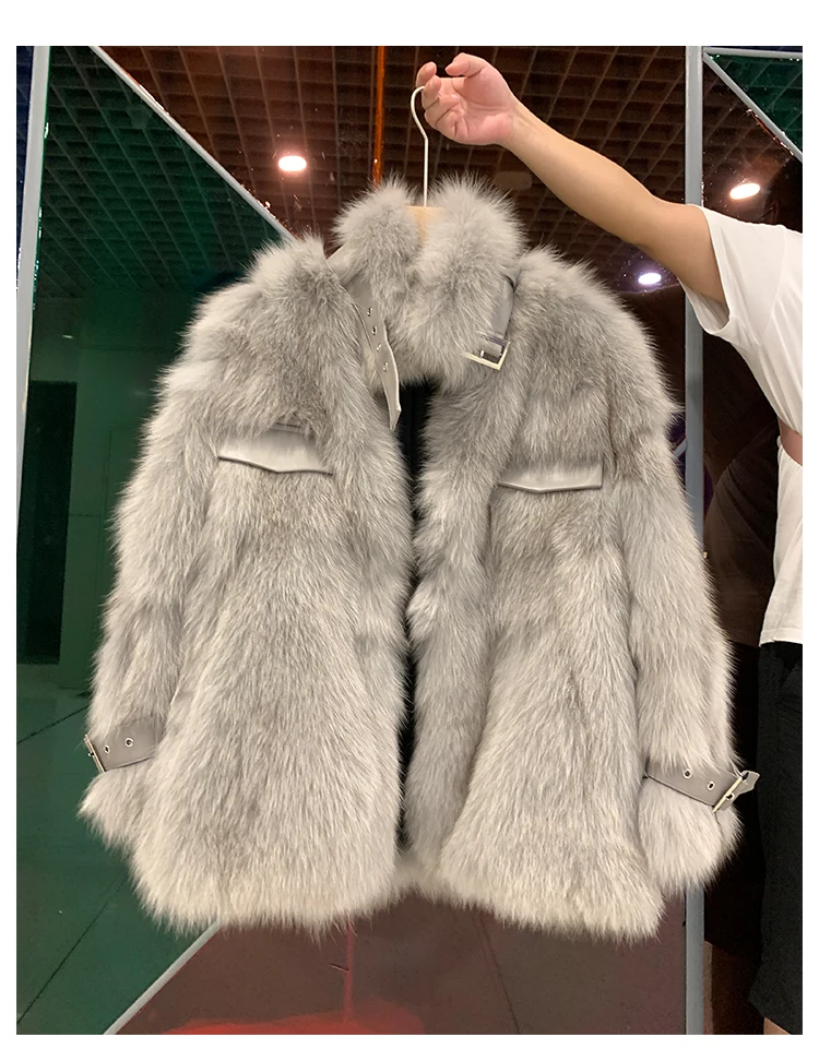 2020 брендовая Роскошная зимняя куртка женская шуба из натурального меха лисы