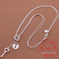 925 sterling silver necklaace fashion jewelry pendant heart shaped key lock necklace for women factory wholesale quality gifts