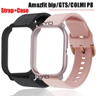 Ремешок силиконовый для смарт-часов Huami Amazfit bip GTS COLMI P8 PRO, жесткий защитный чехол-бампер с рамкой из поликарбоната, 2 в 1