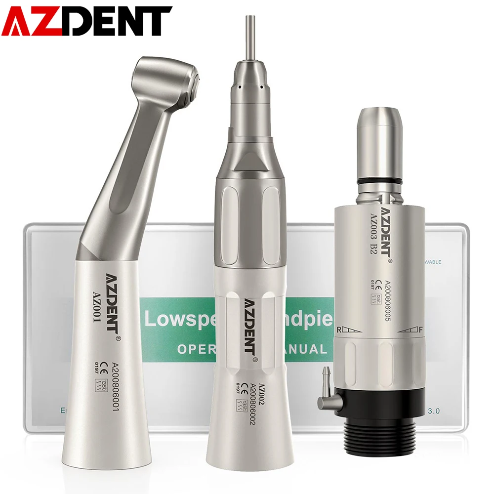 

Dental Low Speed Handpiece Kit ContraÂ Angle Straight 2/4 Hole AirÂ Motor Push Button
