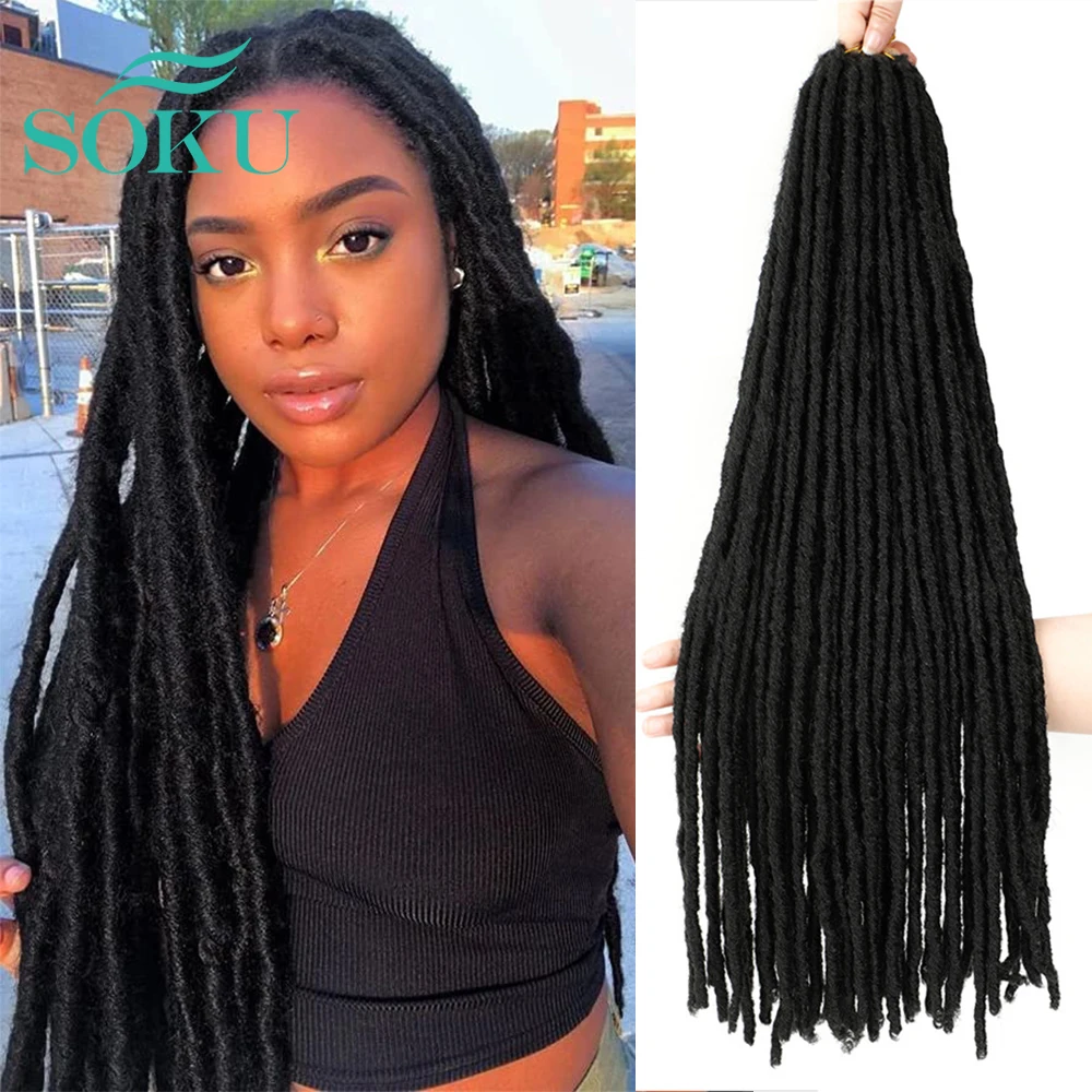 

Faux Locs Synthetic Braids Straight Hair Extensions Pure Color SOKU Blonde Crochet Braiding Jumbo Dreadlock Braid Afro Hairstyle