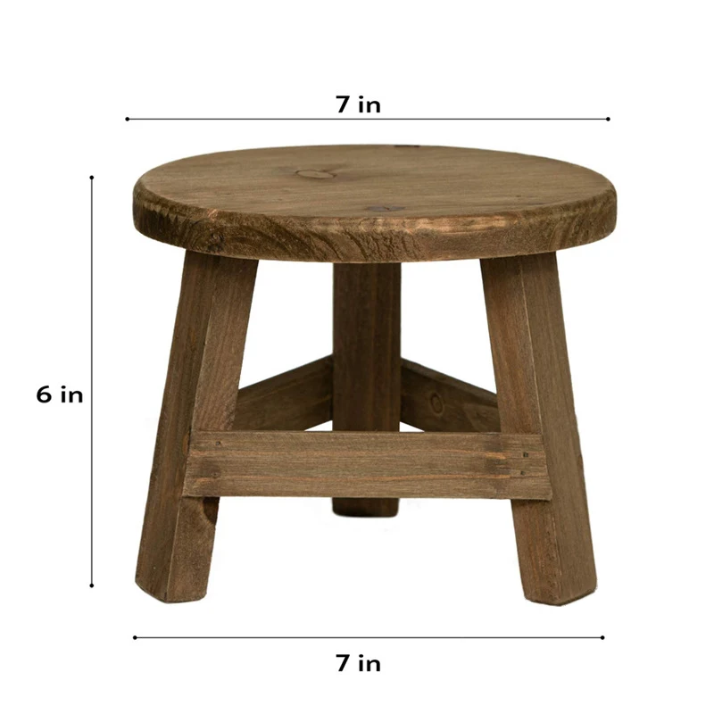 

Wooden Plant Stand Plant Holder Stool Multifunctional Display Home Decor for Flower Pot Round 17.8*17.8*15cm LAD3