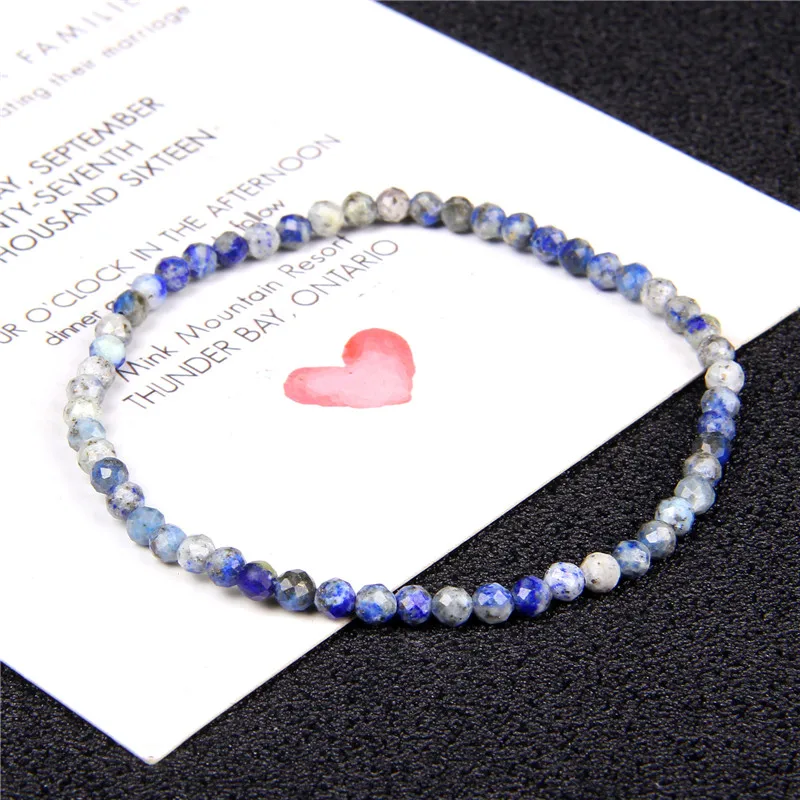 Top Quality 4mm Handmade Micro Faceted Beads Bracelet Women Natural Charoite Labradorite lapis lazuli Obsidian | Украшения и