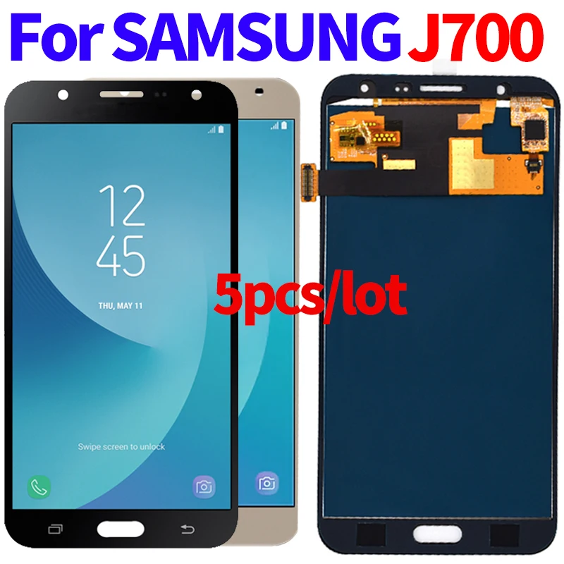 5 шт./лот для SAMSUNG GALAXY J7 2015 J700 SM J700F ЖК дисплей сенсорный экран дигитайзер сборка
