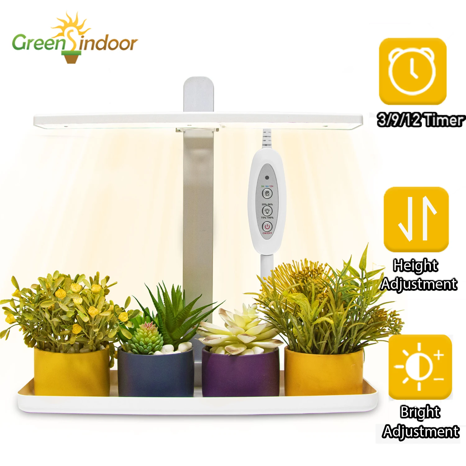 

Лампа для растений с таймером, настольная лампа с регулировкой яркости, комнатный светодиодный светильник для выращивания семян цветов, су...