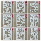 Трафареты для рисования А4, 29 см, дикие животные, динозавр, семейный влюбленный, сделай сам, декоративный трафарет для раскраска для скрапбукинга, тиснильный альбом