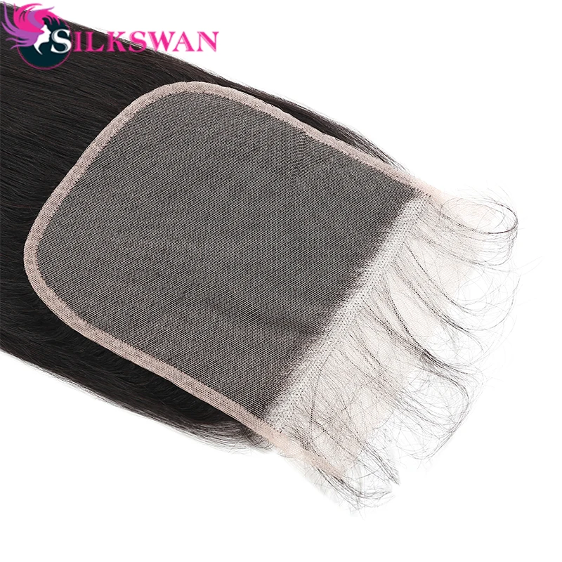 Silkswan человеческие волосы прямые 6x6 кружевная застежка с детскими волосами натуральный черный бразильский remy волосы кружева часть 10-26 дюймов