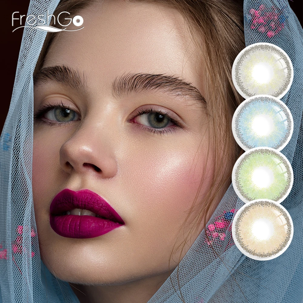 Цветные контактные линзы FreshGo премиум класса цветные с диоптриями минус