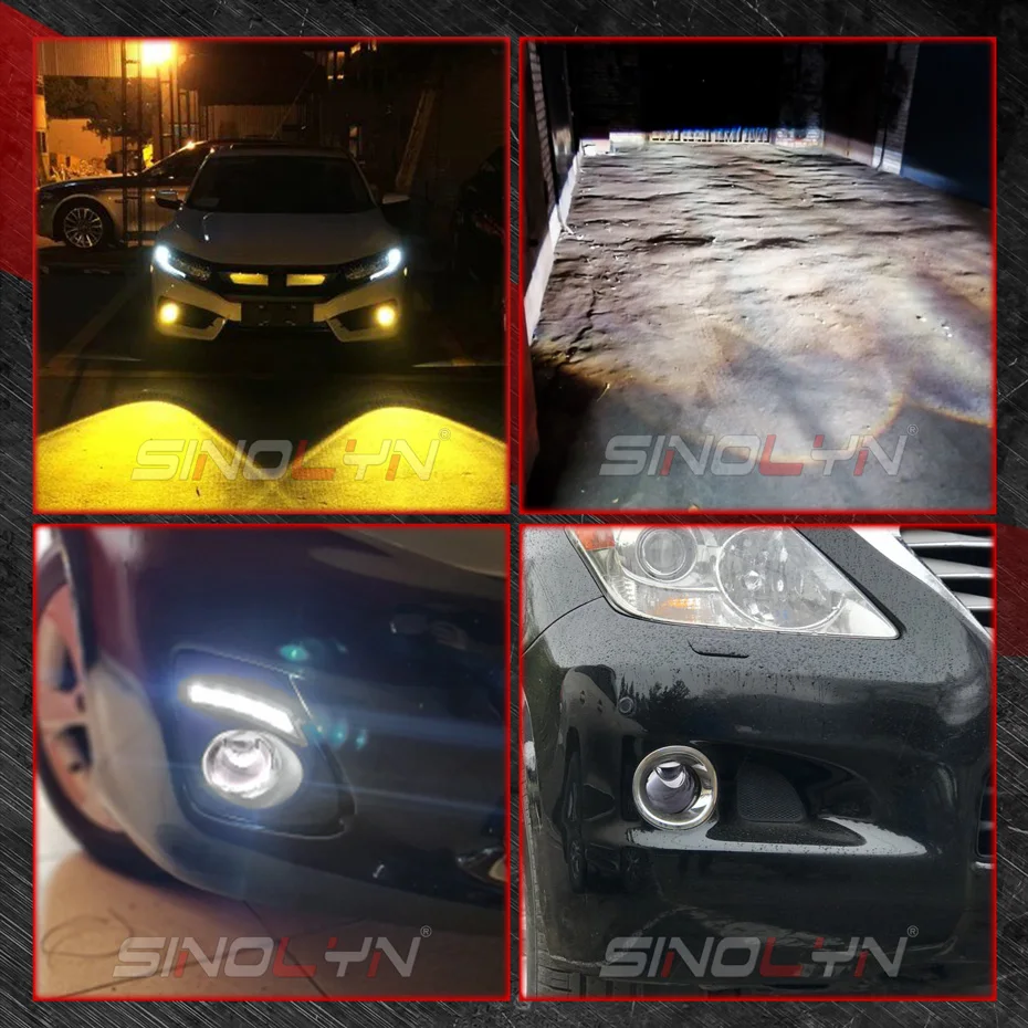 sinolyn hyperboloid fog lights bi led fog lenses ptf matrix projector lens led lights for car 6000k3000k car products retrofit free global shipping