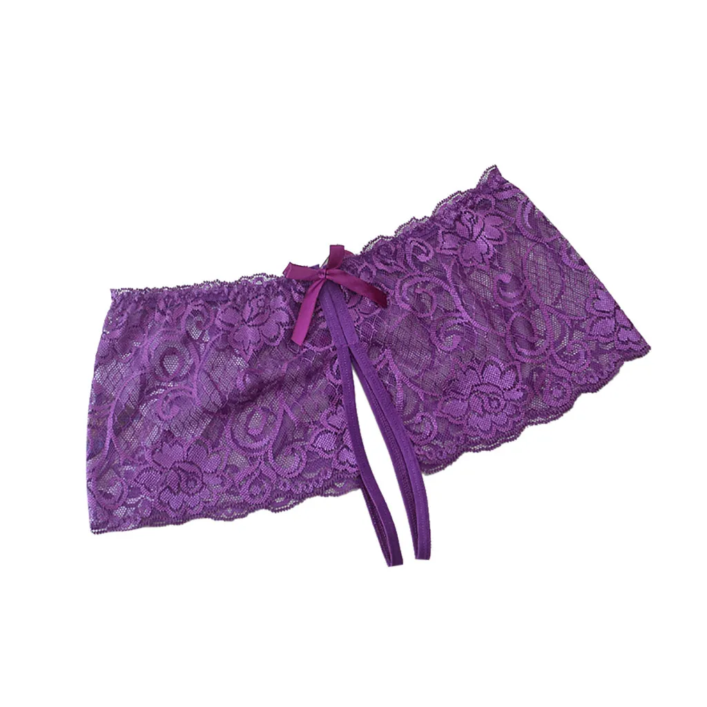 

Sexy Women Lace Lingerie Underwear Ladies Solid Color Open Crotch Bowknot Underpants Sexy Female Briefs Panties Intimate Suit
