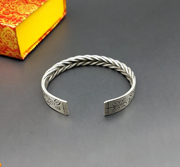 

Handmade Miao silver folk wind roll silk bracelet exquisite lily flower multi layered Bracelet elegant retro Bracelet Gift