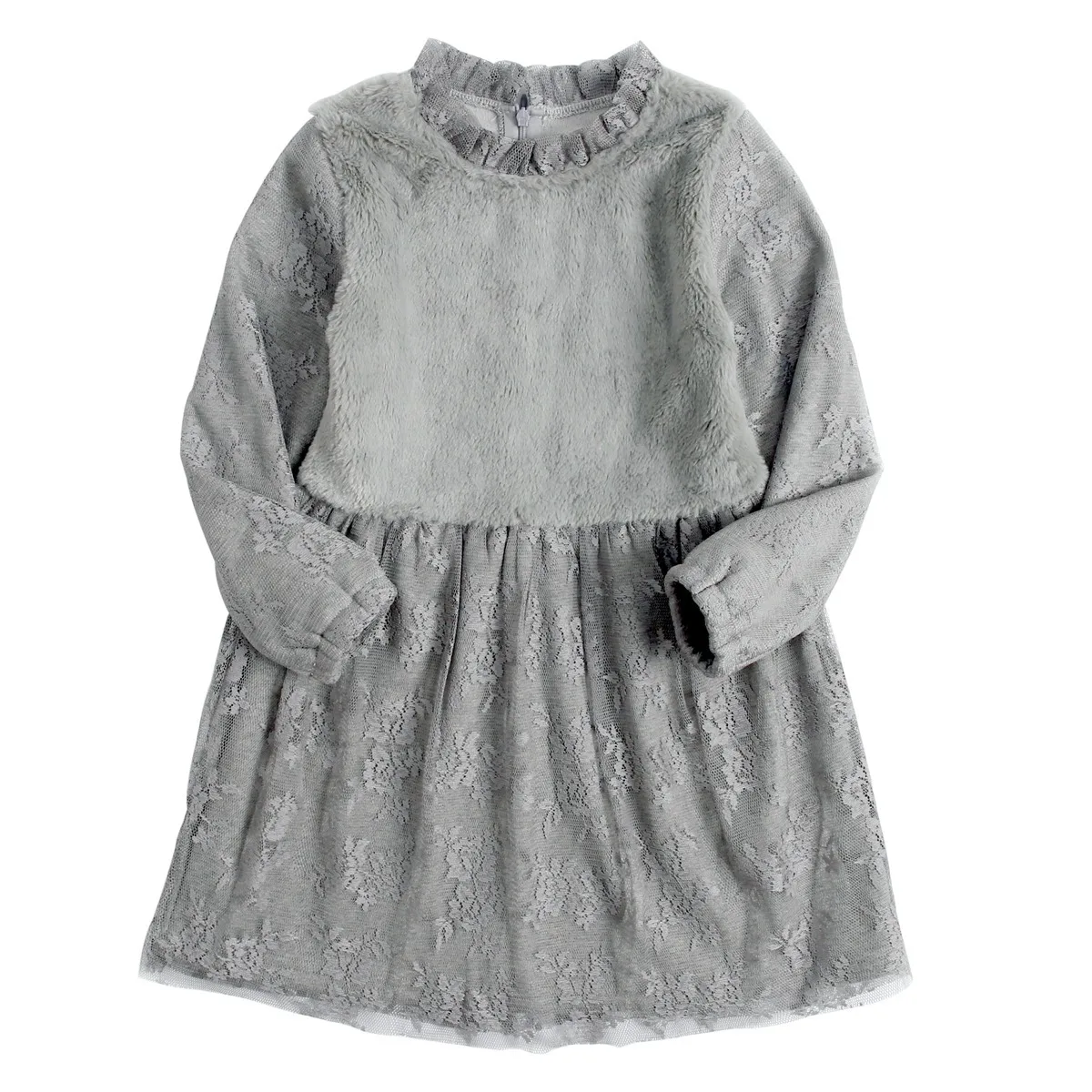 

Girls' Clothes 2020 Winter New Long-Sleeved Girls Dress Children Floral Lace Elegant Temperament Princess Dress 4-8 Years Old