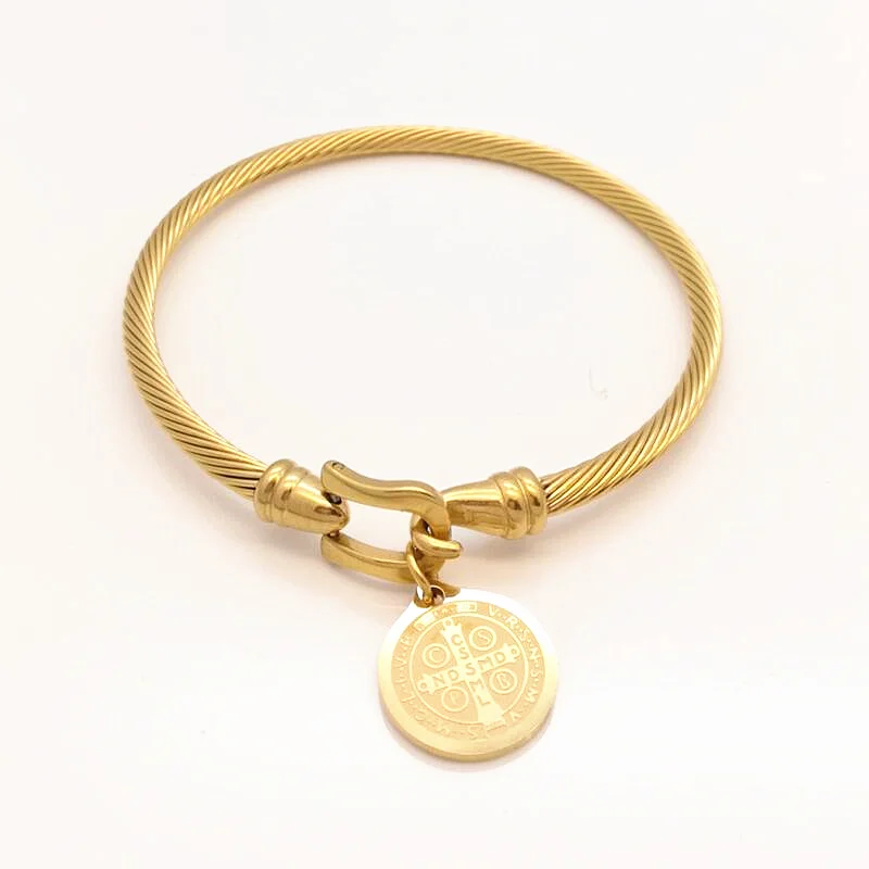 

Luxury Famous Brand Jewelry Pulseira Stainless Steel Bracelet Bangle Cross and Madonna Tag Bracelet Jewelry Women