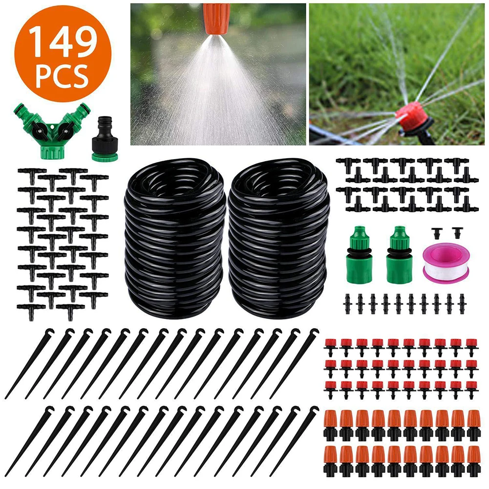 

149Pcs Garden Irrigation System 15m Plant Watering Kit Water Saving System Adjustable Nozzle Drippers For Greenhouse Patio Drop