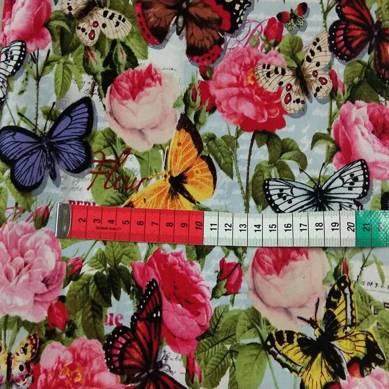 Brand New Cartoon Colorful Butterfly &amp Blooming Flowers Printed Cotton Fabric 50x105cm Floral Patchwork Cloth Bag Decor | Дом и сад