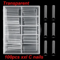 100pcsbox xl extra long square fake nails tips c curved straight nails manicure nail art decoration tools acrylic false nails