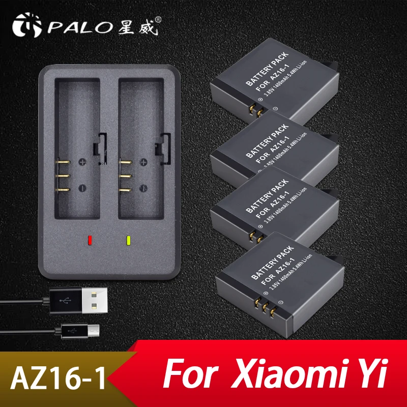 4 шт. оригинальный AZ16 1 Аккумулятор для Xiaomi YI lite 4K + LED USB двойное зарядное