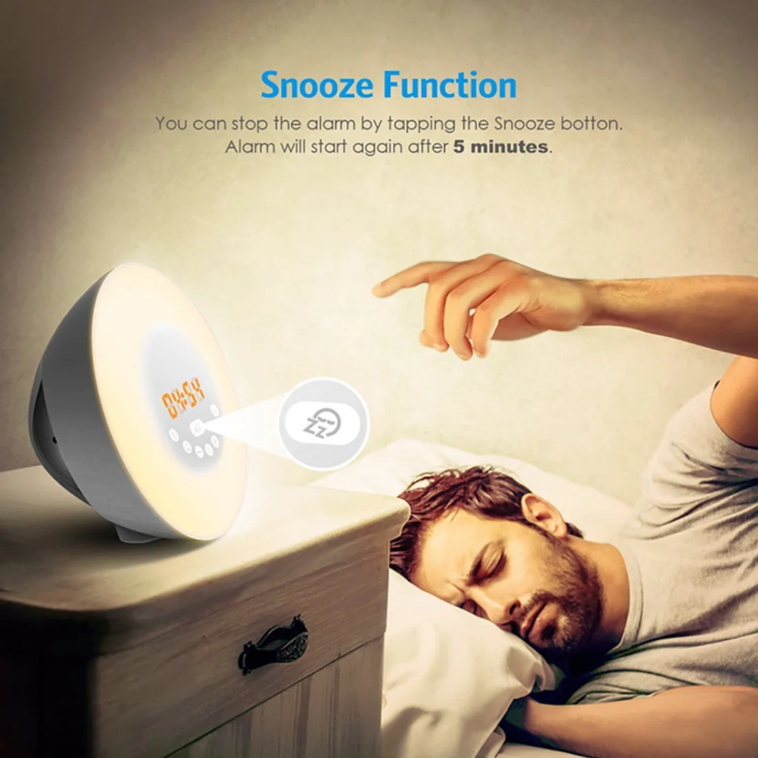 

Цифровой будильник, Настольная светодиодсветодиодный лампа для пробуждения, электронные часы, будильник восхода и заката, будильник, часы с функцией повтора, FM-радио