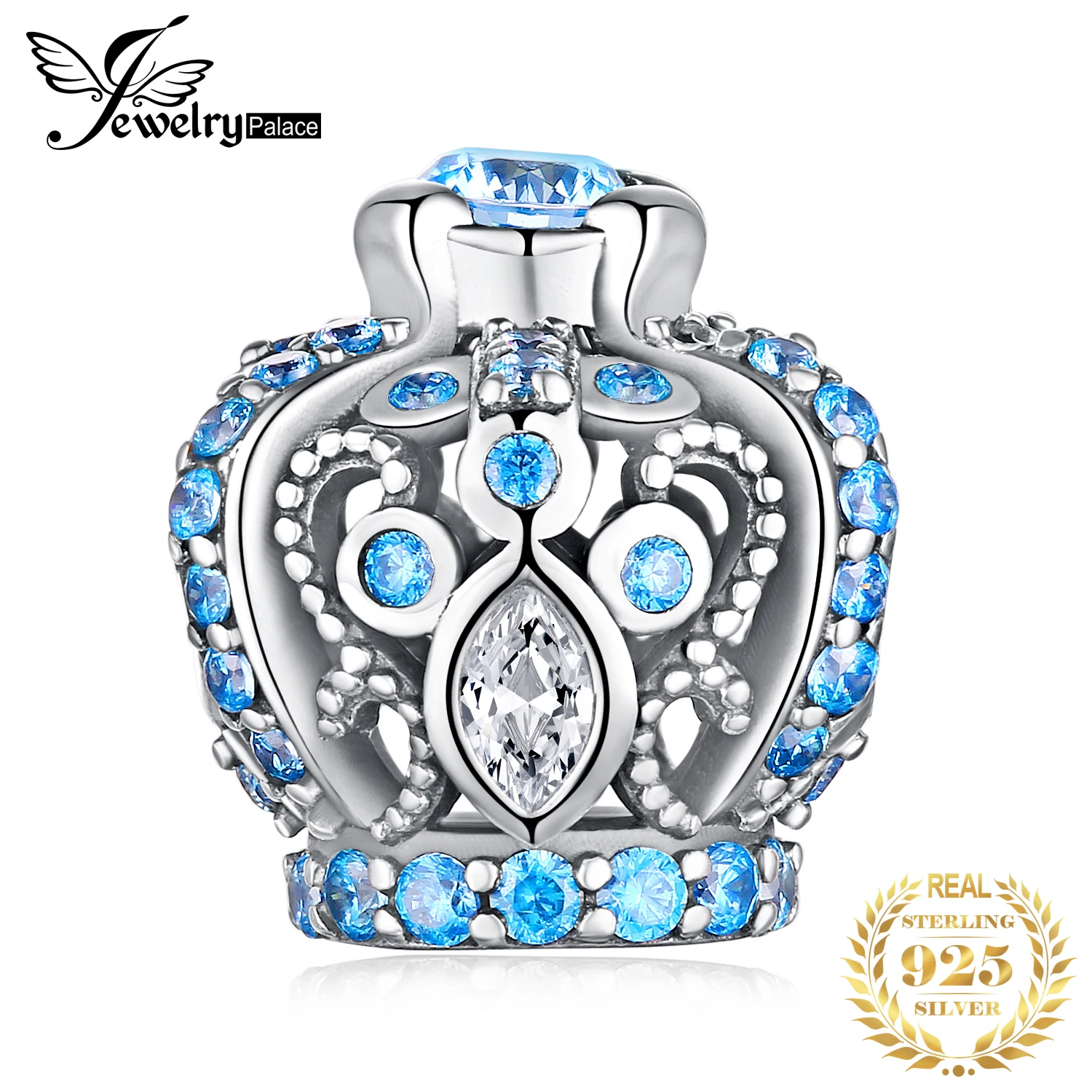 JewelryPalace Винтаж Голубой цирконий подвеска в форме короны Шарм Fit Браслеты модные женские туфли DIY шарики для Браслеты ювелирные изделия