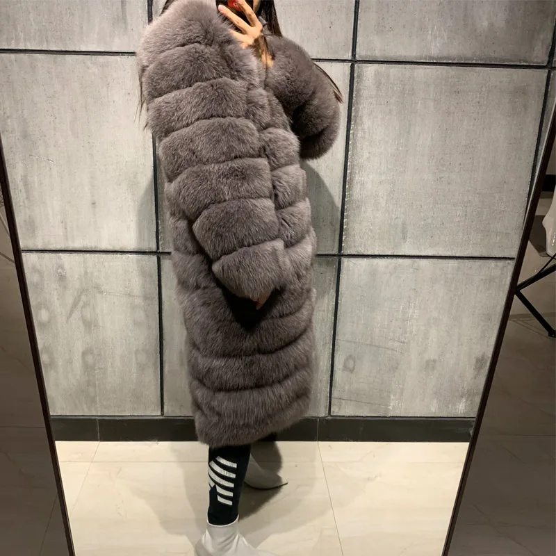 fur natural coat long women real fox | Женская одежда