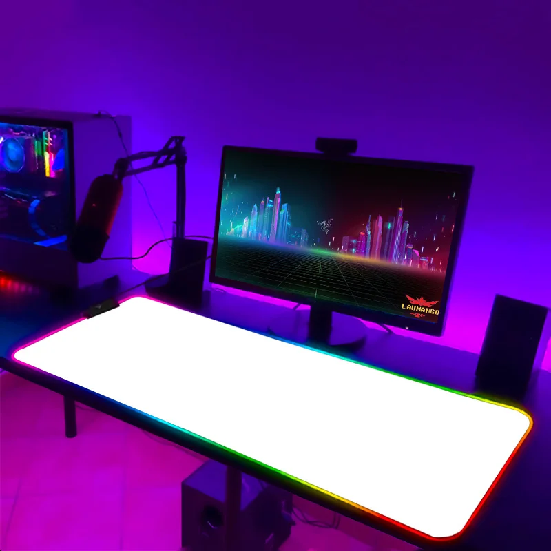 

Game with white RGB mouse pad, computer keyboard and mouse desktop accessories, XXL, large, buy 1 and buy 1