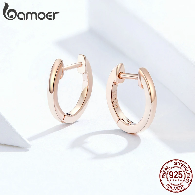 bamoer серебро 925 пробы простые блестящие серьги-кольца 3 цвета платина / золото