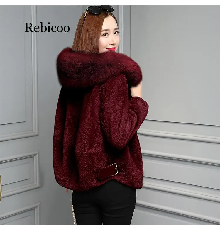 Женская кожаная куртка пальто из искусственного меха зимняя новая лисьего с