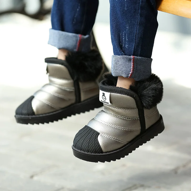Непромокаемые детские зимние ботинки с меховой подкладкой для мальчиков и