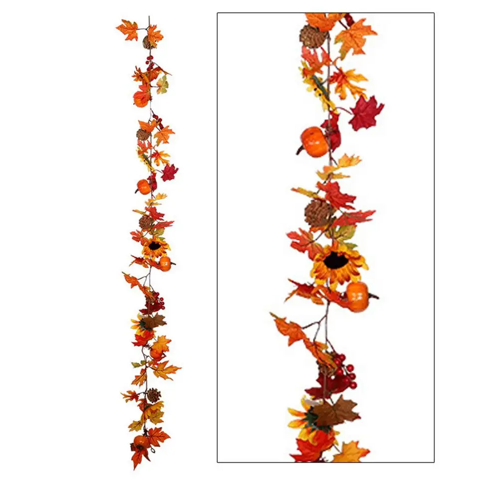 

Artificial Autumn Maple Leaves Garland Halloween Autumn Fall Maple Leaves Fall Plant For Home Garden Wall Doorway Backdrop Fir