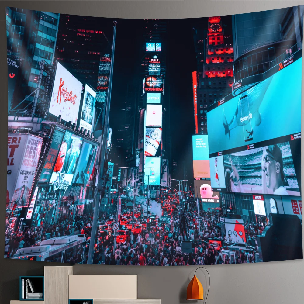 

Tokyo Metropolitan Nightlife Tapestry Japanese Wall Hanging Bedroom Home Decor Bohemian Decorative Hippie Printed Sheet