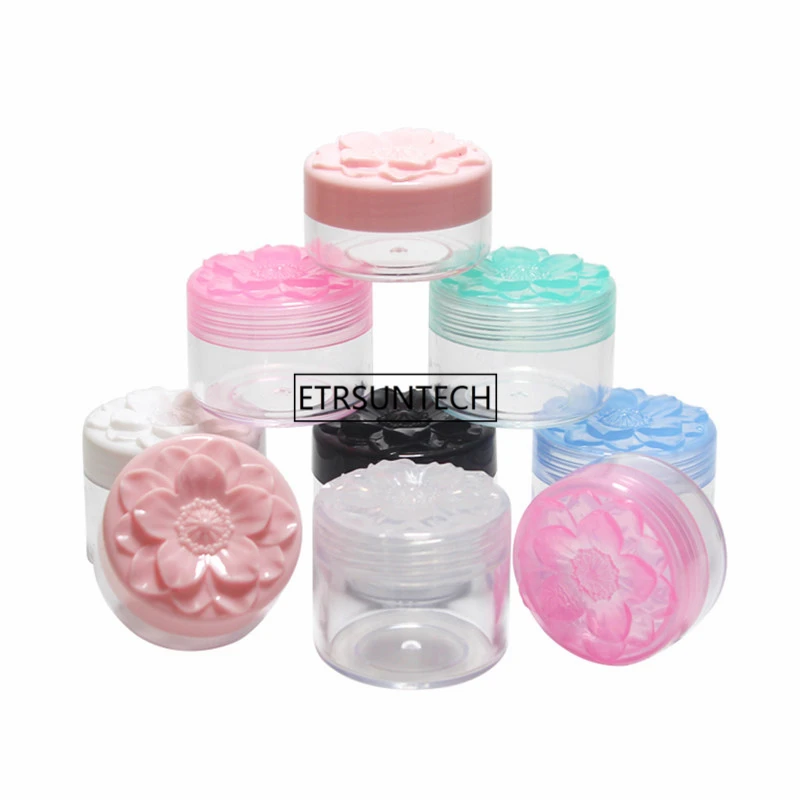 200pcs 10/15/20g Empty Plastic Makeup Nail Art Bead Storage Container Portable Cosmetic Cream Jar Pot Box Round Bottle F3615