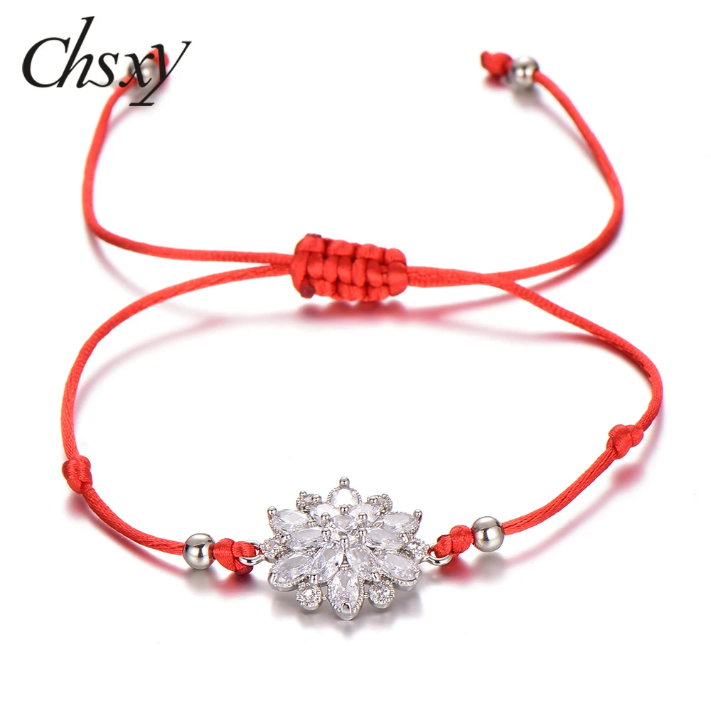 Блестящий Браслет CHSXY в виде цветка лотоса с кристаллами украшенный кубическим
