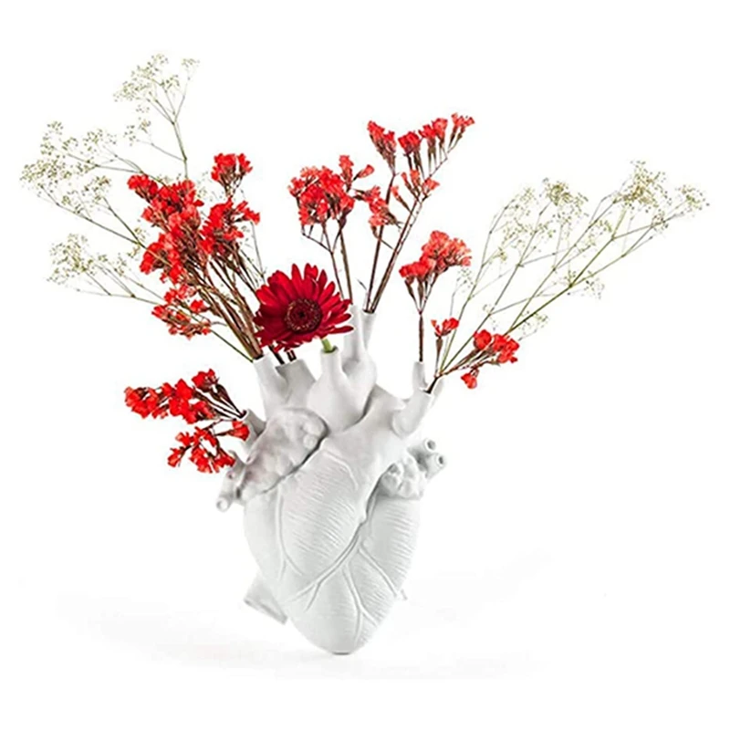 

Heart Vase for Flowers Resin Flower Pot Desktop Ornament Novelty Flower Vase Desktop Decorative Artware Flower Vase