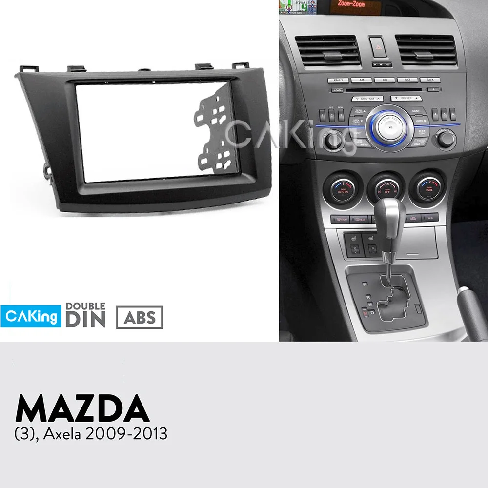 Double Din Car Fascia Radio Panel for 2009-2013 Mazda 3 Axela Dash Kit Install Mount Adapter Plate Console Bezel Facia Trim | Автомобили и