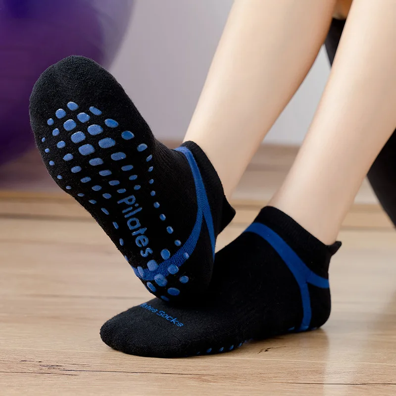Plus Size Yoga Pilates Socks Women Men Sport Terry Cotton Anti-Slip Compression Fitness Gym Dance Playground Floor Ankle Sock images - 6