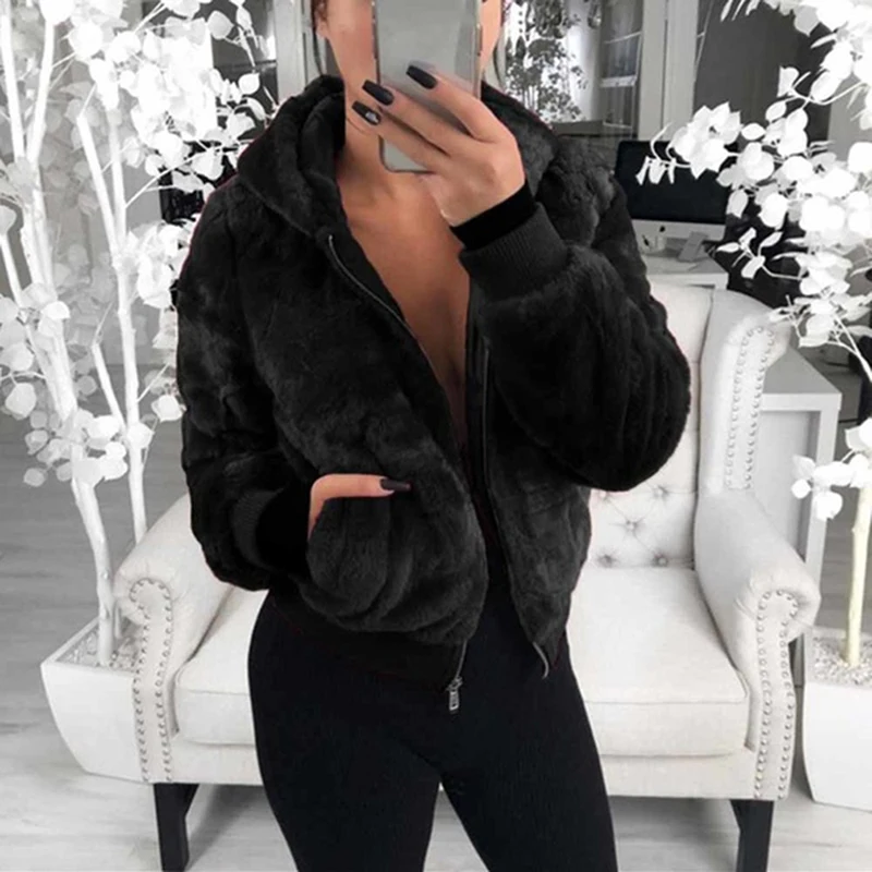 Teddy Coat Women Winter Faux Fur Thick new Fluffy Pockets Plush Jacket Ladies Autumn Overcoat Outerwear Hot Sale | Женская одежда