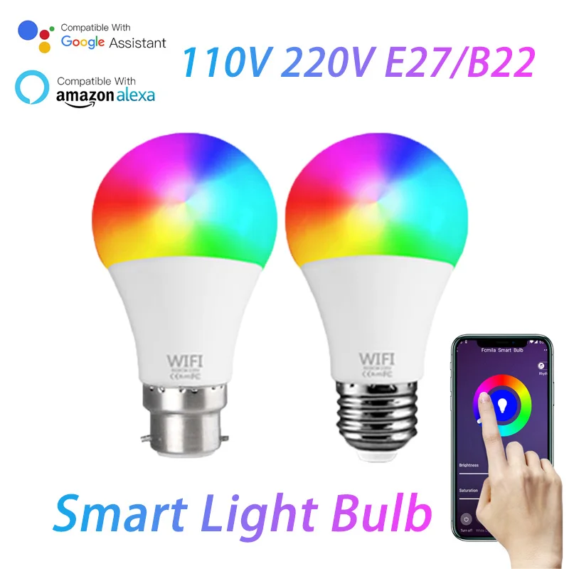 B22 E27 RGB + CCT Светодиодная лампа с регулируемой яркостью Wi Fi умный Светильник лампы