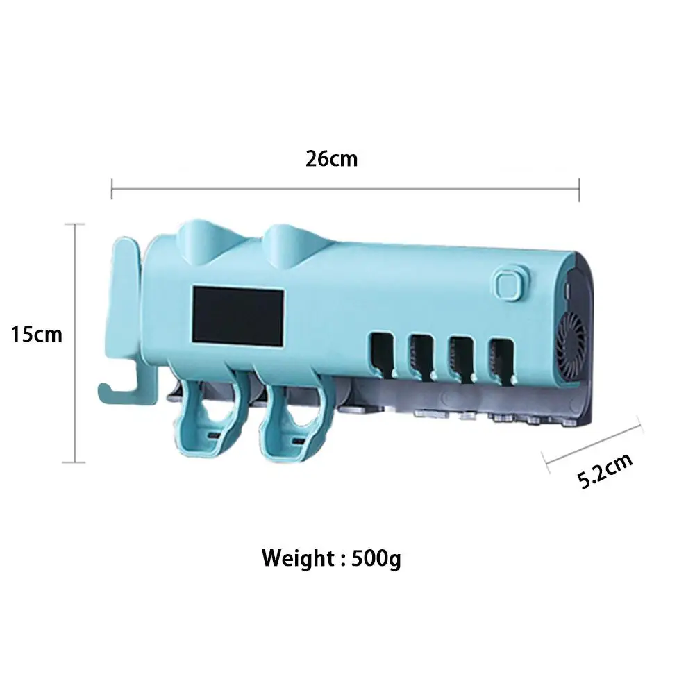 

Ultraviolet Toothbrush Sanitizer Solar USB Rechargeable Toothbrush Sterilizer Wall Mounted Toothpaste Organizer for Bathroom