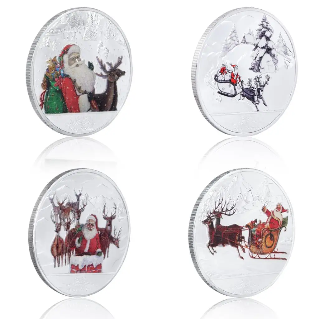 2021 Commemorative Coins Santa Claus Elk Medal Xmas Collectible Colorful Christmas | Дом и сад