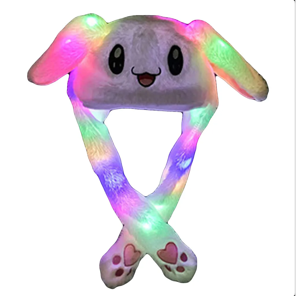 

Fashion solid color cute plush light bunny ears will light up warm warm light hat 9.9