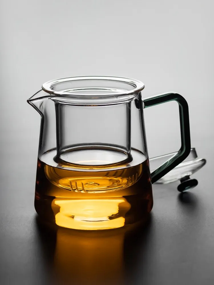 Чайник стеклянный прозрачный с фильтром для заваривания набор из черного
