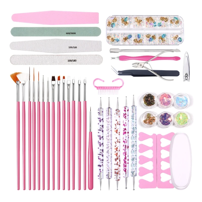 

1Set Nail Art Files Buffer Sanding Kit Cuticle Pusher Cutter Dead Skin Remover
