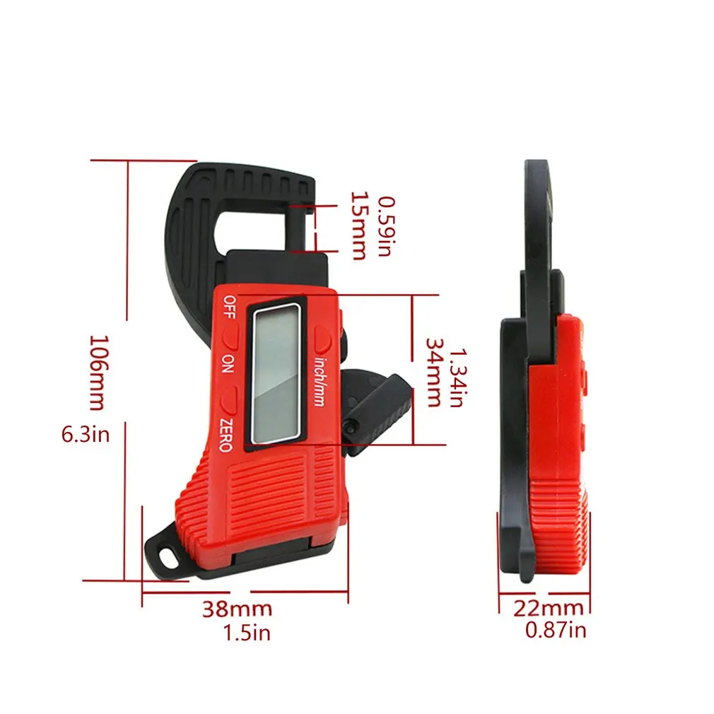 

0-12.7mm Caliper Carbon Fiber Composites Digital Thickness Caliper Micrometer Gauge Blue/Red Measurement Tool