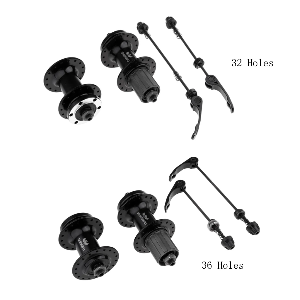 

1 Pair Bike Disc Brake MTB Bearing Hub 32/36Holes Front Rear Hub Set Skewers