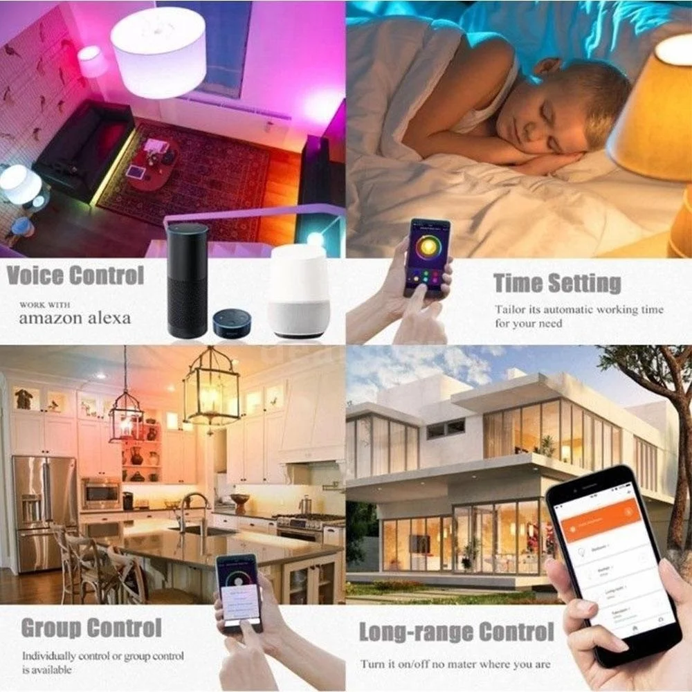 15 Вт E26 E27 E14 B22 WiFi умный светильник Светодиодная лампа приложение управление Alexa